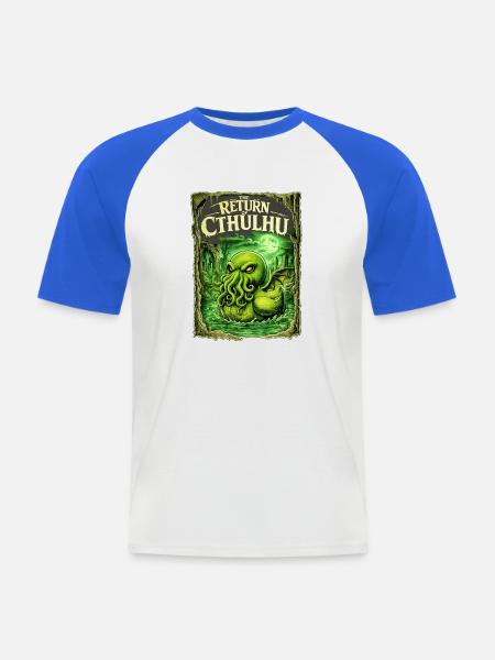 Le retour de Cthulhu - T-shirt baseball manches courtes Homme - blanc/bleu royal