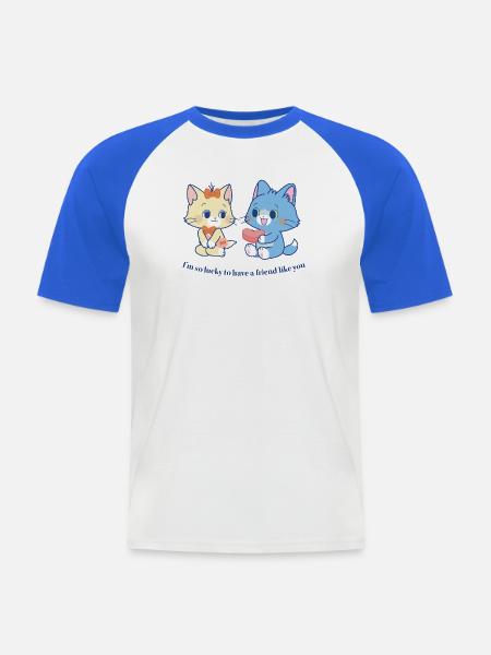 Tom & Jerry Gokko Tom Mit Spruch - Männer Baseball-T-Shirt - Weiß/Royalblau