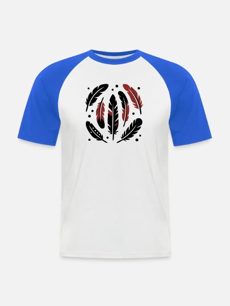 Bird Feathers Circle Logo - Men's Baseball T-Shirt - white/royal blue