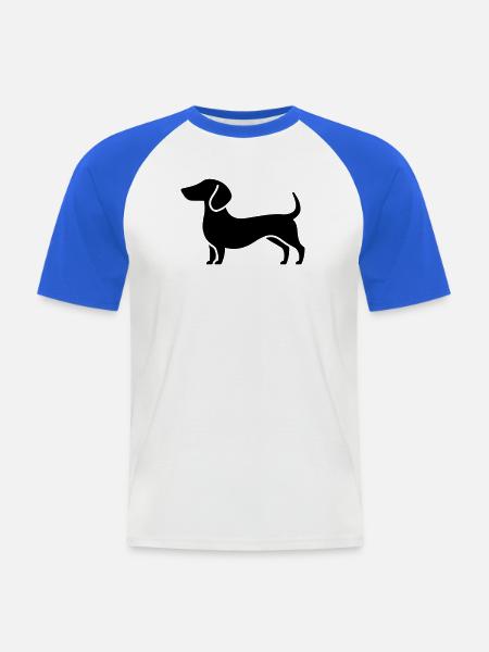 dachshund - Men's Baseball T-Shirt - white/royal blue