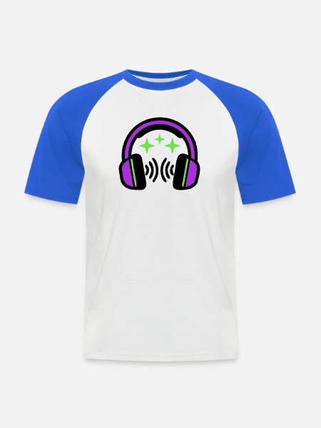 Headphones Stars Icon - Men's Baseball T-Shirt - white/royal blue