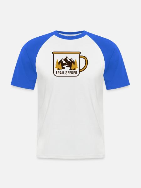 Berge Tasse Wander Logo - Männer Baseball-T-Shirt - Weiß/Royalblau