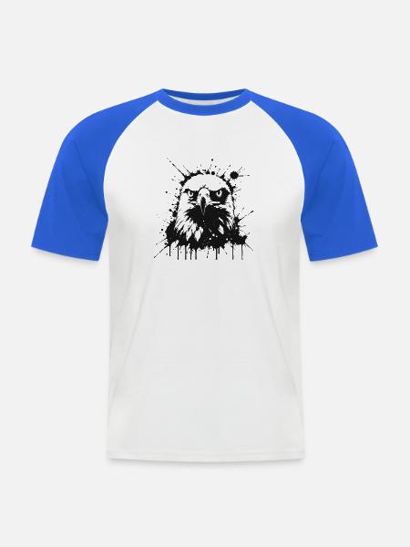 Black Splash Eagle - Männer Baseball-T-Shirt - Weiß/Royalblau
