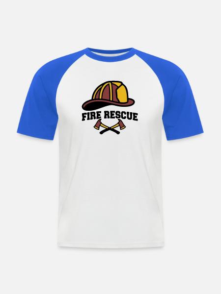 Feuerwehrhelm Wappen Logo - Männer Baseball-T-Shirt - Weiß/Royalblau