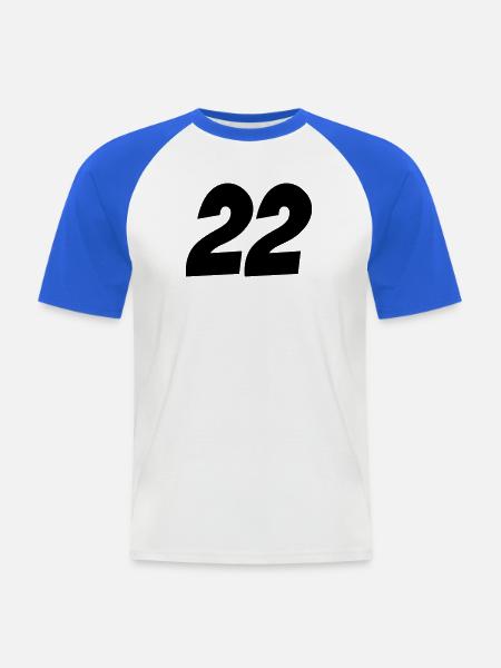22- - Männer Baseball-T-Shirt - Weiß/Royalblau