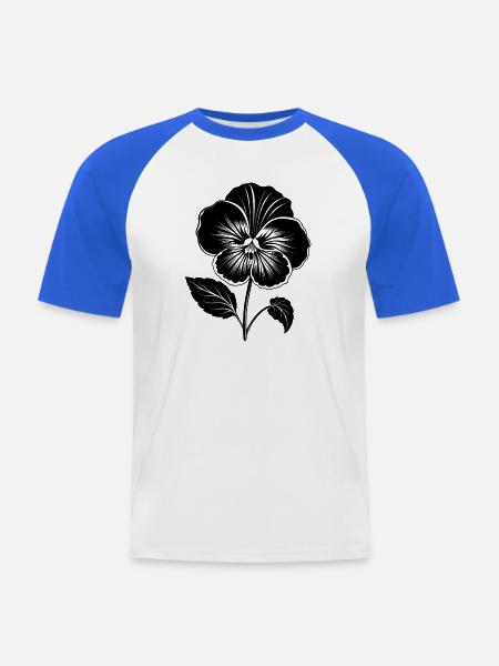 Pansy Flower - Men's Baseball T-Shirt - white/royal blue