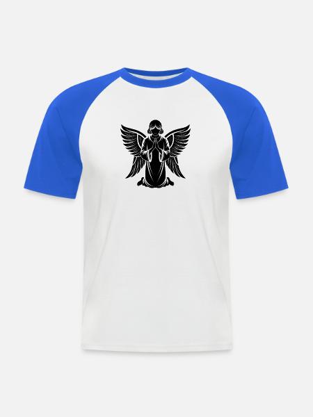 Engel - Männer Baseball-T-Shirt - Weiß/Royalblau