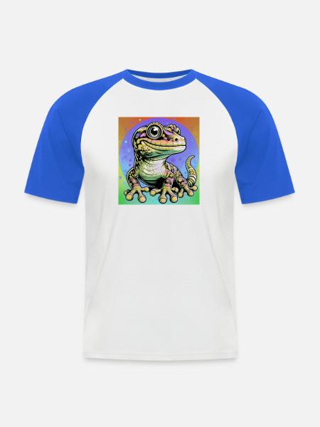 Gecko - Männer Baseball-T-Shirt - Weiß/Royalblau
