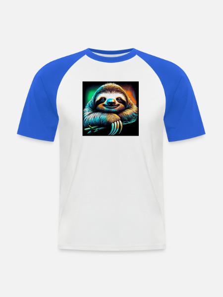 sloth - Men's Baseball T-Shirt - white/royal blue