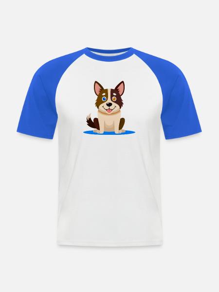 Kleiner bunter Hund (Comic) - Männer Baseball-T-Shirt - Weiß/Royalblau
