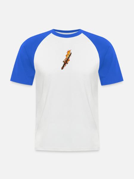 Fireblade Flaming Sword - Men's Baseball T-Shirt - white/royal blue