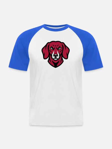 Dackel Maskottchen Logo - Männer Baseball-T-Shirt - Weiß/Royalblau