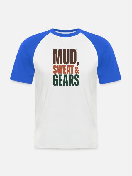 Mud Sweat Gears - Männer Baseball-T-Shirt - Weiß/Royalblau