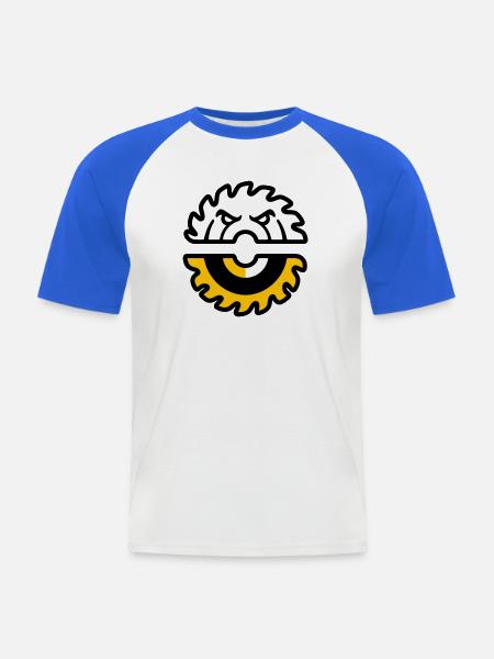 Circular Saw Face Graphic - Men's Baseball T-Shirt - white/royal blue