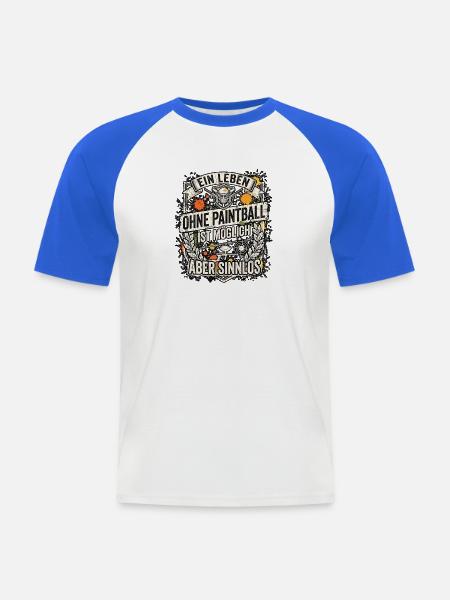 Paintballspieler Paintball - Männer Baseball-T-Shirt - Weiß/Royalblau