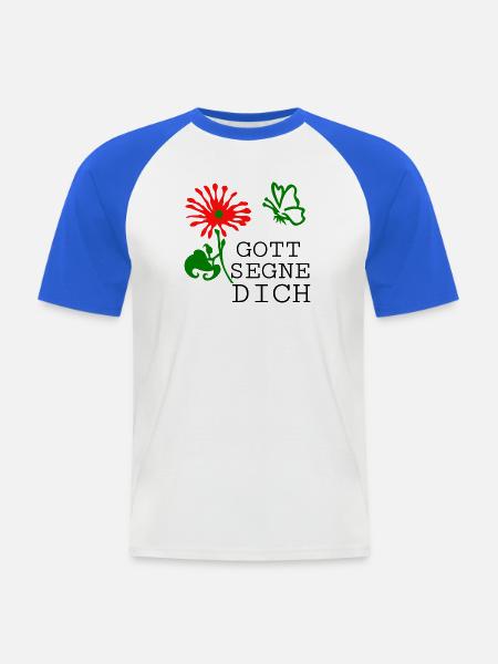 Konfirmation - Männer Baseball-T-Shirt - Weiß/Royalblau