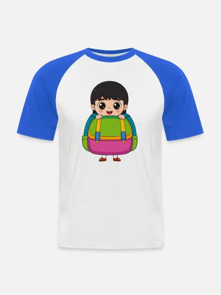 Einschulung Mädchen mit Schulranzen – Schulanfang - Männer Baseball-T-Shirt - Weiß/Royalblau