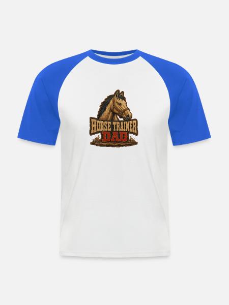 Pferdetrainer-Vater, robuster Stall-Reiter-Vater - Männer Baseball-T-Shirt - Weiß/Royalblau