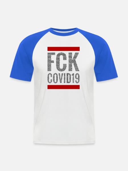 FCK COVID19 (dark) - Männer Baseball-T-Shirt - Weiß/Royalblau