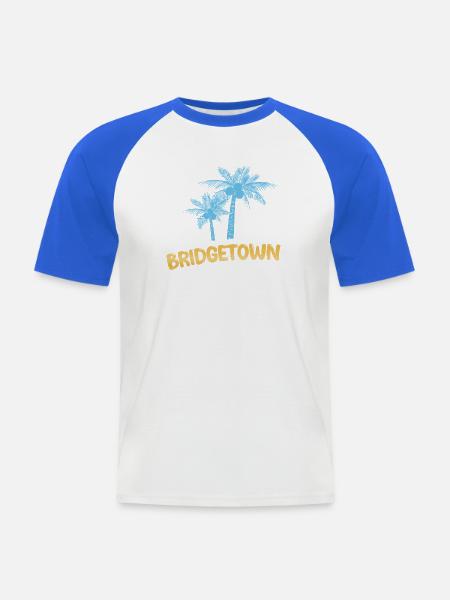 Bridgetown - Männer Baseball-T-Shirt - Weiß/Royalblau