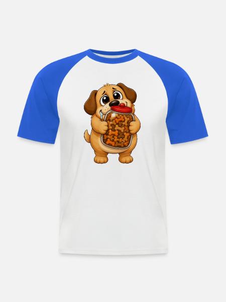 Besessenheit des sabbernden Hundeleckerlis-Glases - Männer Baseball-T-Shirt - Weiß/Royalblau