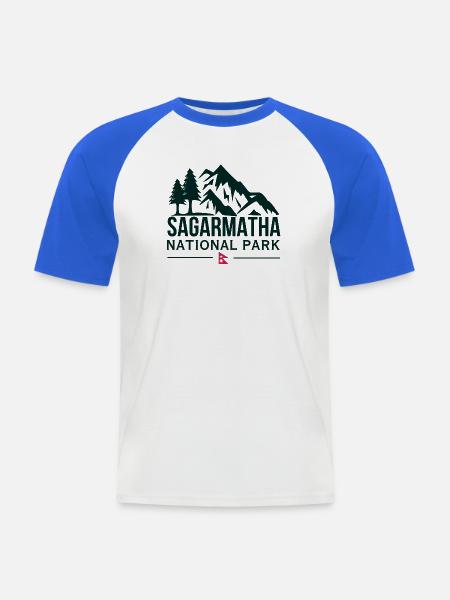 Sagarmatha Bergsilhouette National Park Nepal - Männer Baseball-T-Shirt - Weiß/Royalblau