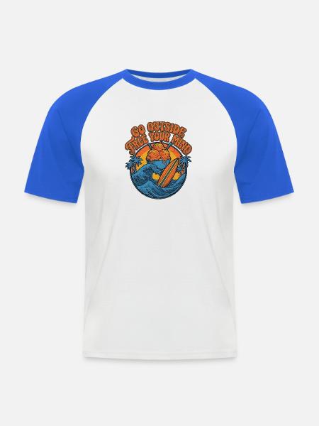 Surf Eiscreme Retro - Männer Baseball-T-Shirt - Weiß/Royalblau