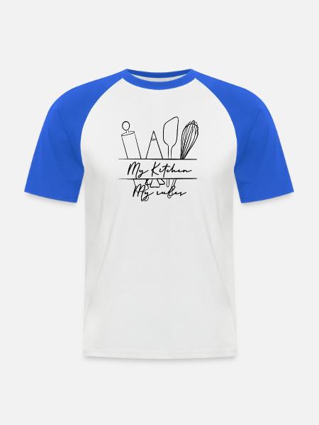 My Kitchen My Rules - Männer Baseball-T-Shirt - Weiß/Royalblau