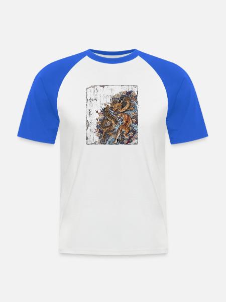 Drache Tiger Wand Chinesisch - Männer Baseball-T-Shirt - Weiß/Royalblau