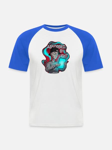 Fasziniert von einem Zombie-Bildschirm - Männer Baseball-T-Shirt - Weiß/Royalblau