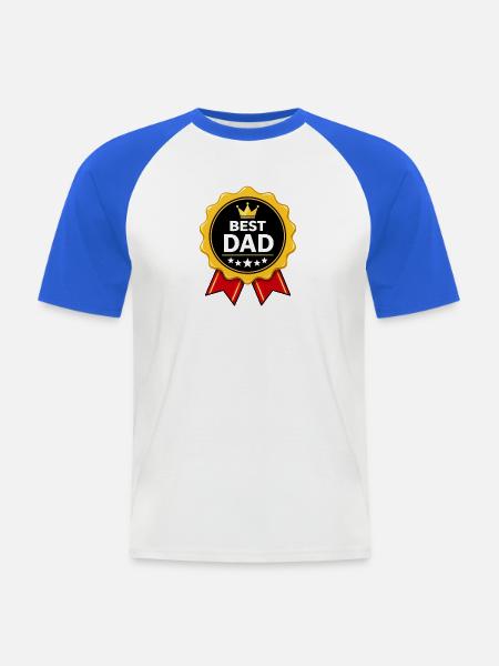 Bester Vater Auszeichnung - Männer Baseball-T-Shirt - Weiß/Royalblau