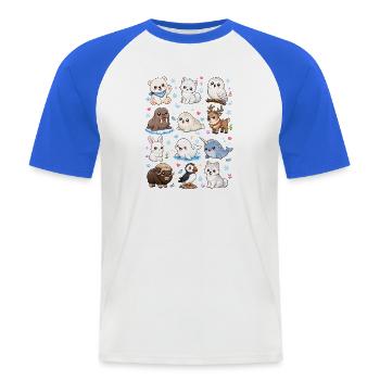 Kawaii Polartiere | Arktis & Winter - Männer Baseball-T-Shirt - Weiß/Royalblau - Vorne