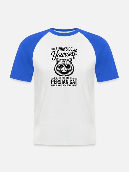 Perserkatze Sprüche Lustiges Perserkatze Geschenk - Männer Baseball-T-Shirt - Weiß/Royalblau