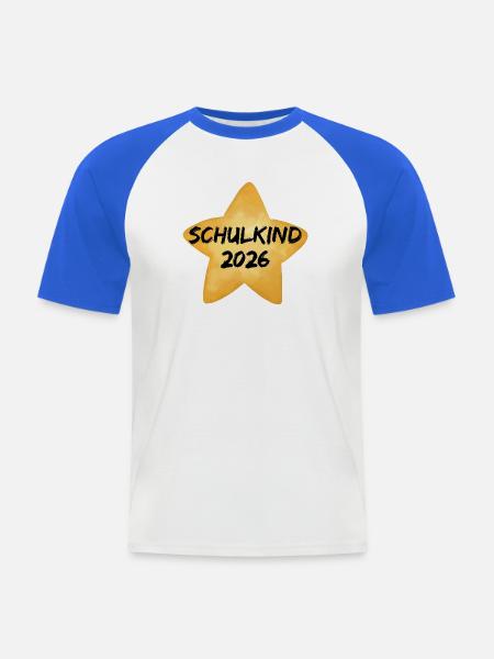 SCHULKIND 2026, EINSCHULUNG, ERSTKLÄSSLER, SCHULE - Männer Baseball-T-Shirt - Weiß/Royalblau
