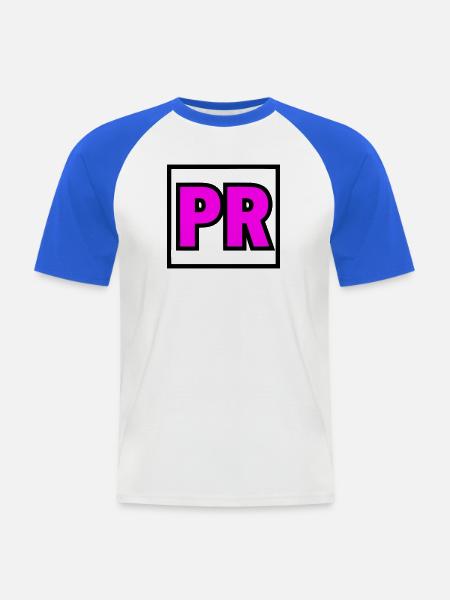 PR Initialen Rahmen Logo - Männer Baseball-T-Shirt - Weiß/Royalblau