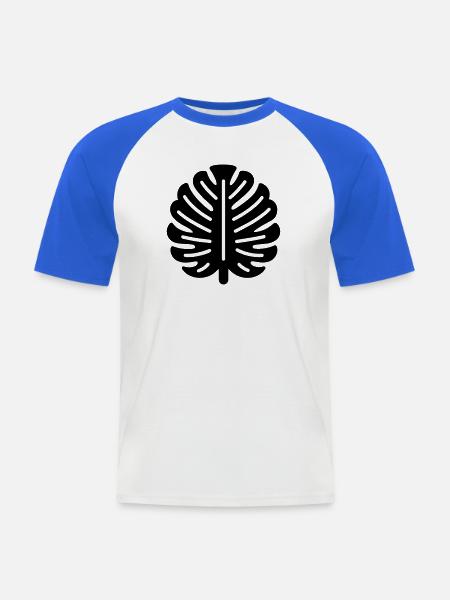 Monstera-Blatt - Männer Baseball-T-Shirt - Weiß/Royalblau