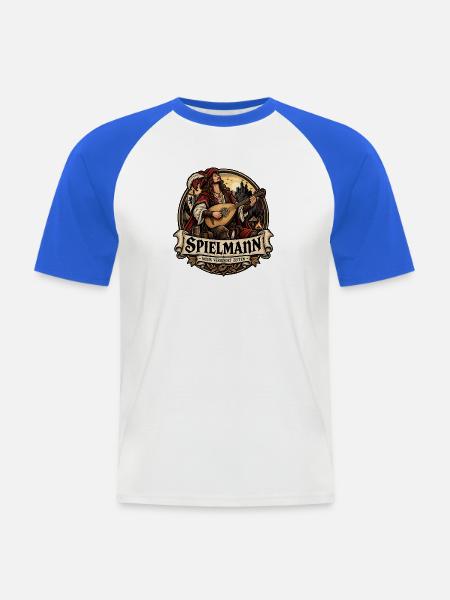Spielmann – Musik verbindet Zeiten - Männer Baseball-T-Shirt - Weiß/Royalblau