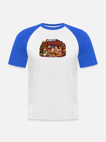 Merry Christmas - Männer Baseball-T-Shirt - Weiß/Royalblau