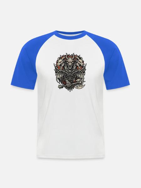 Heavy Metal Drachen Axt Dämon - Männer Baseball-T-Shirt - Weiß/Royalblau