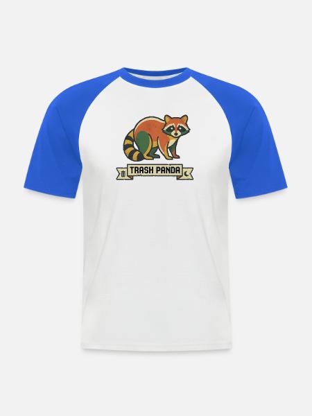 Retro Panda Trash Panda Design - Männer Baseball-T-Shirt - Weiß/Royalblau