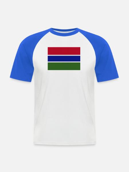Gambische Flagge - Männer Baseball-T-Shirt - Weiß/Royalblau