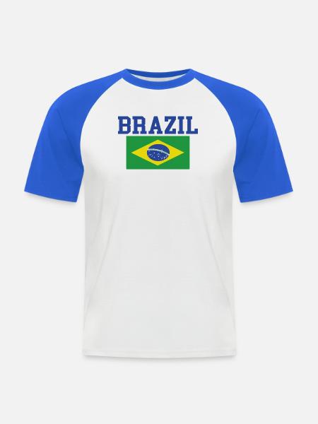 Brasilien Geschenk - Männer Baseball-T-Shirt - Weiß/Royalblau