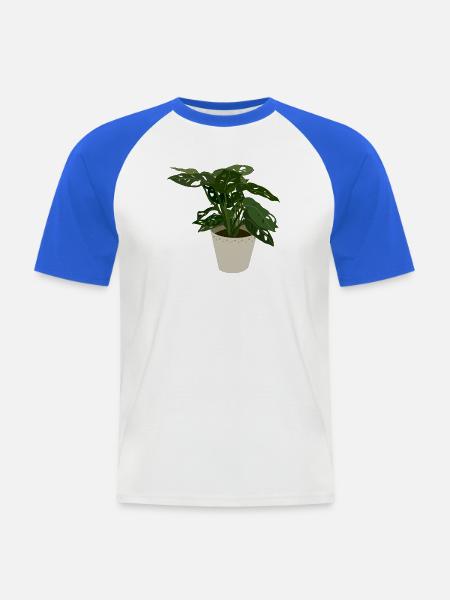 Monstera Monkey Leaf - Männer Baseball-T-Shirt - Weiß/Royalblau