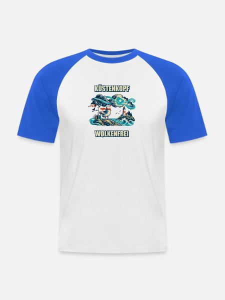 Küstenkopf, wolkenfrei - Männer Baseball-T-Shirt - Weiß/Royalblau