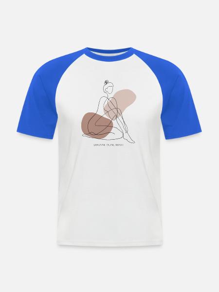 Linienfigur in Erd-Tönen - Männer Baseball-T-Shirt - Weiß/Royalblau