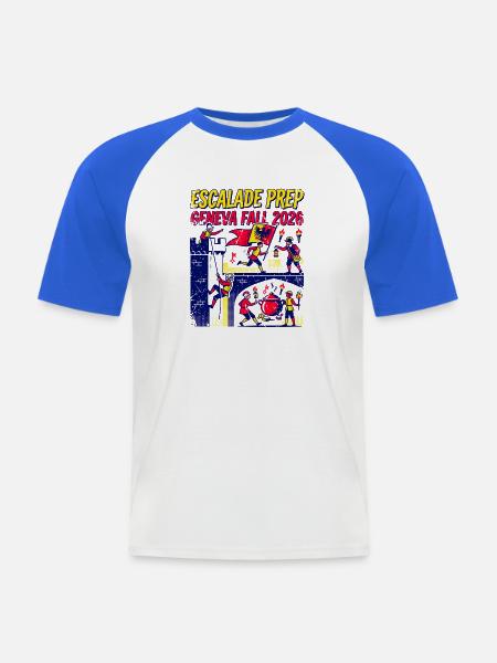 Escalade Geneva Switzerland Retro Celebration - Männer Baseball-T-Shirt - Weiß/Royalblau