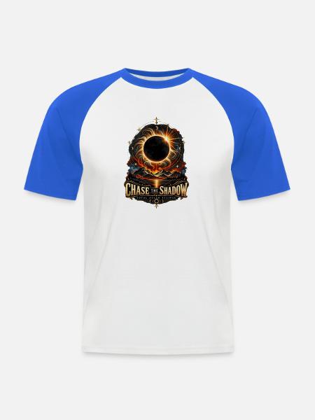 Chase the Shadow – Totale Sonnenfinsternis - Männer Baseball-T-Shirt - Weiß/Royalblau