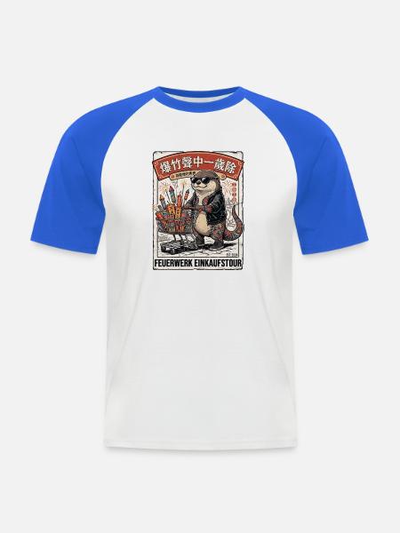 Feuerwerk Einkauf Chinesischer Otter - Männer Baseball-T-Shirt - Weiß/Royalblau