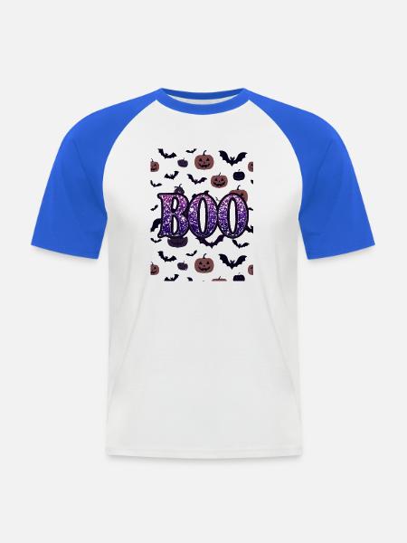 Boo Glitter Halloween-Nacht - Männer Baseball-T-Shirt - Weiß/Royalblau