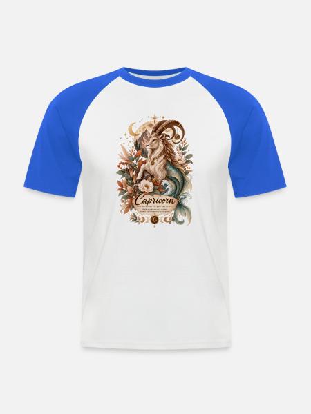 Steinbock-Tierkreis-Terrakotta-Botanische Astrologie - Männer Baseball-T-Shirt - Weiß/Royalblau